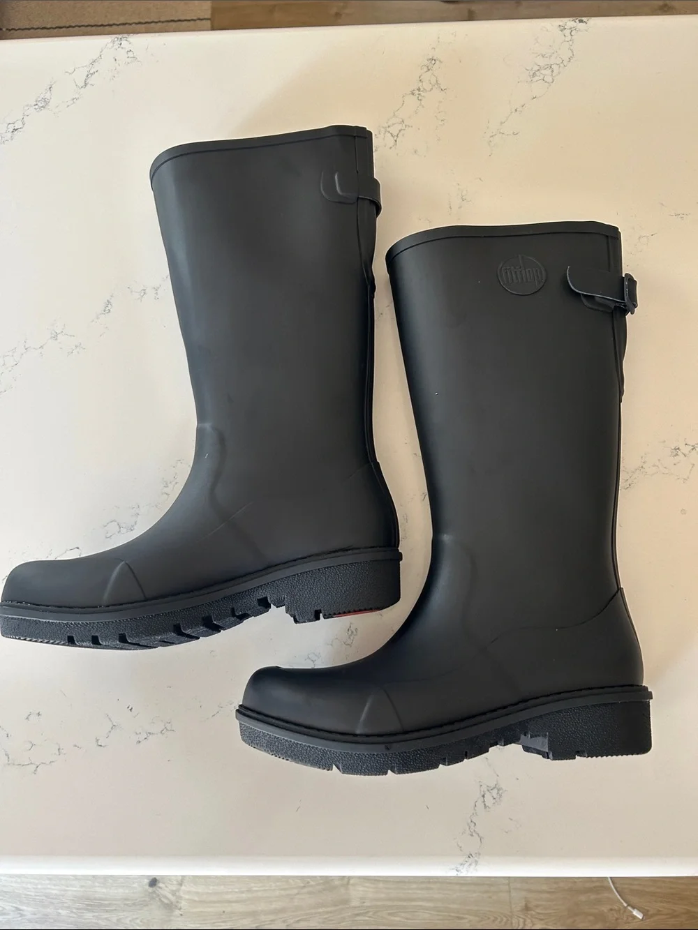 FitFlop Wonderwelly knee-high rain boots in Black, Size 7, NWOT.